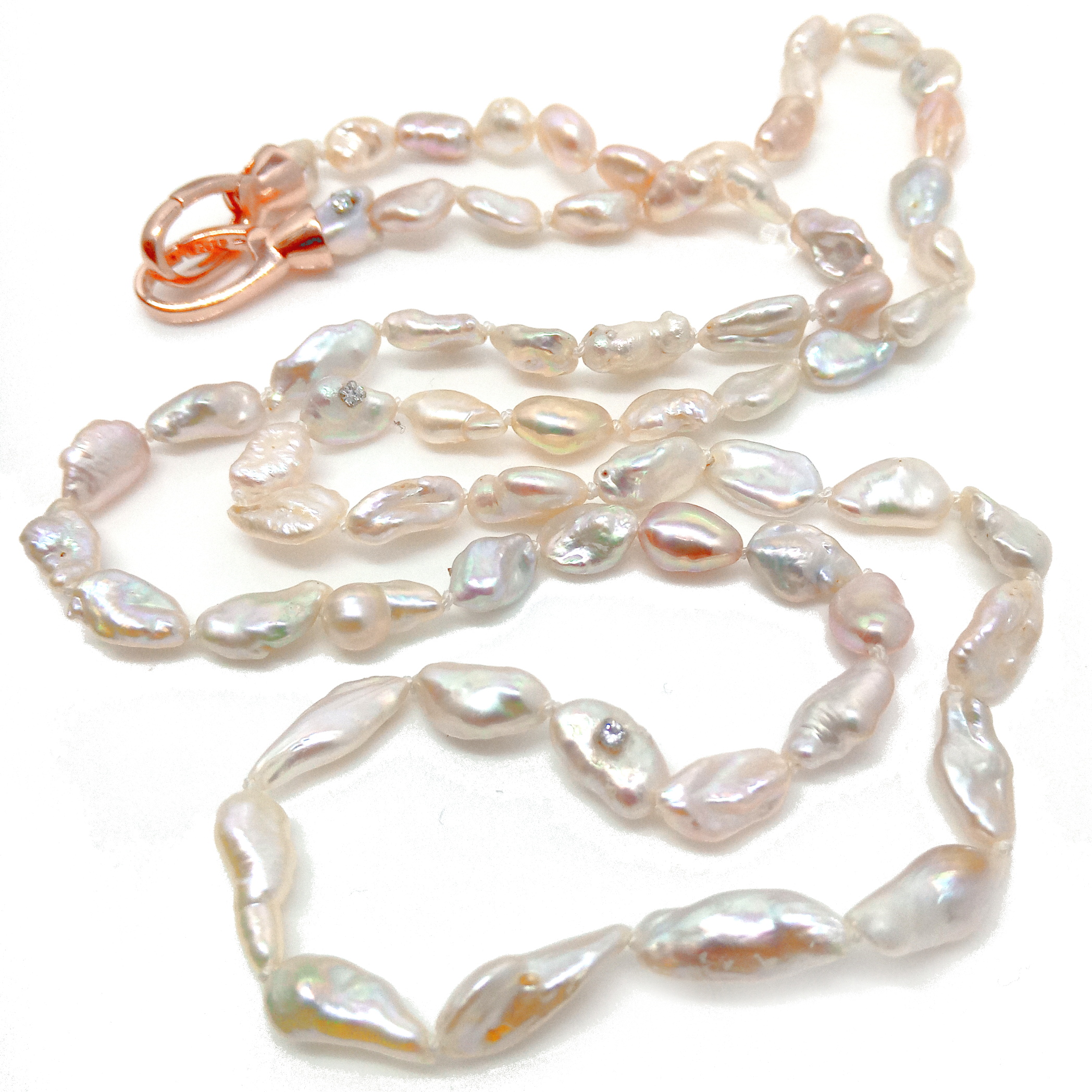 Pale Natural Colours Stick Keishi Pearls Necklace
